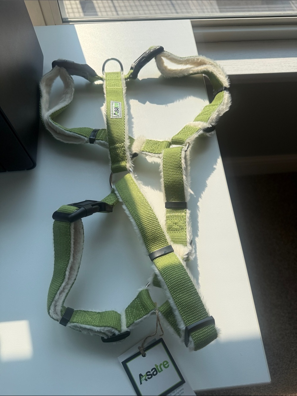 Green Padded Dog Harness - Soft Fleece-Lined Comfort